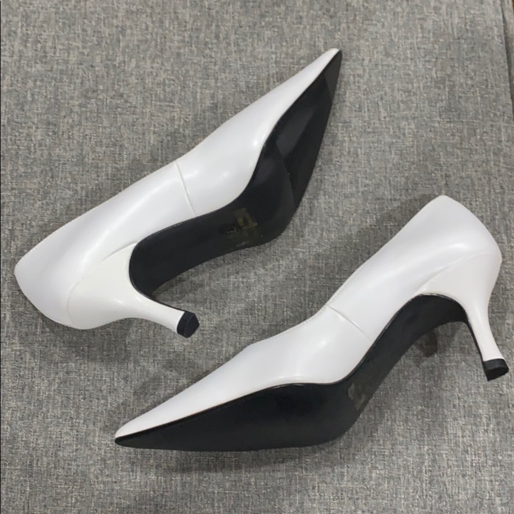 White and blank women’s heels,